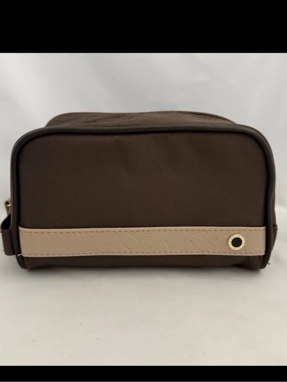 Bulgari Brown and Cream Men's Toiletry Bag